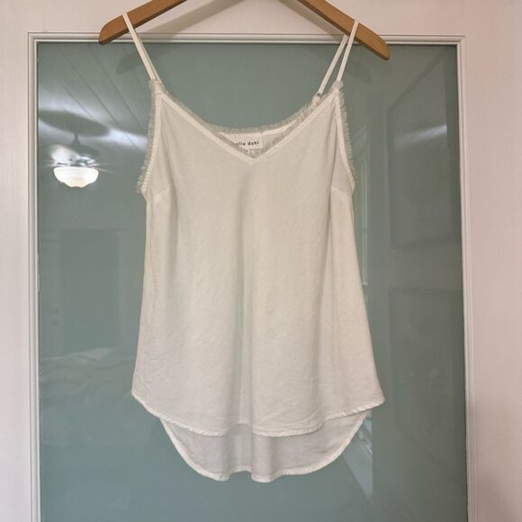 Bella Dahl White V-Neck Frayed Tencel Cami - Picture 4 of 9